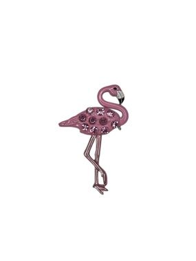 Pink Rhinestone Flamingo Brooch